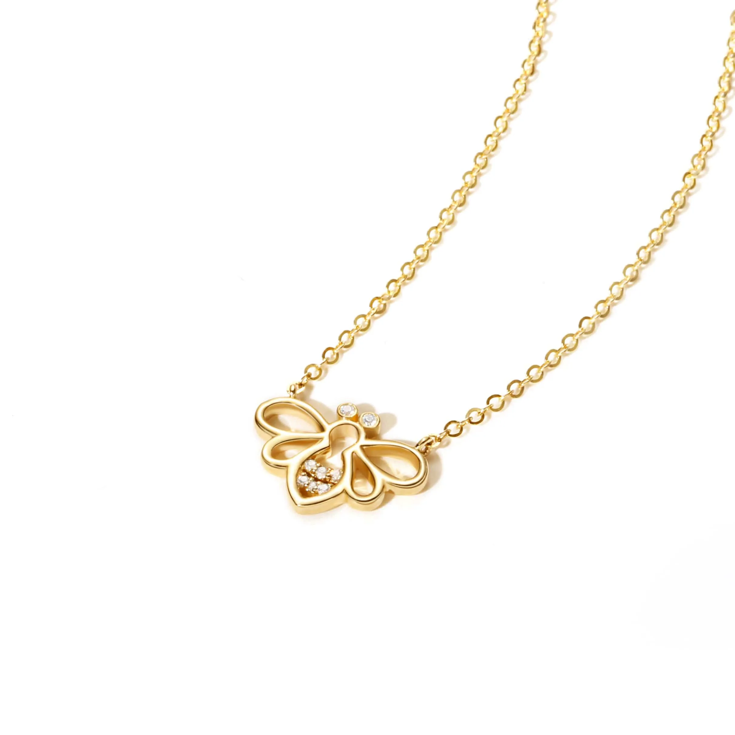 "Be Bright" Minimalist Dainty Bee Yellow Gold Necklace