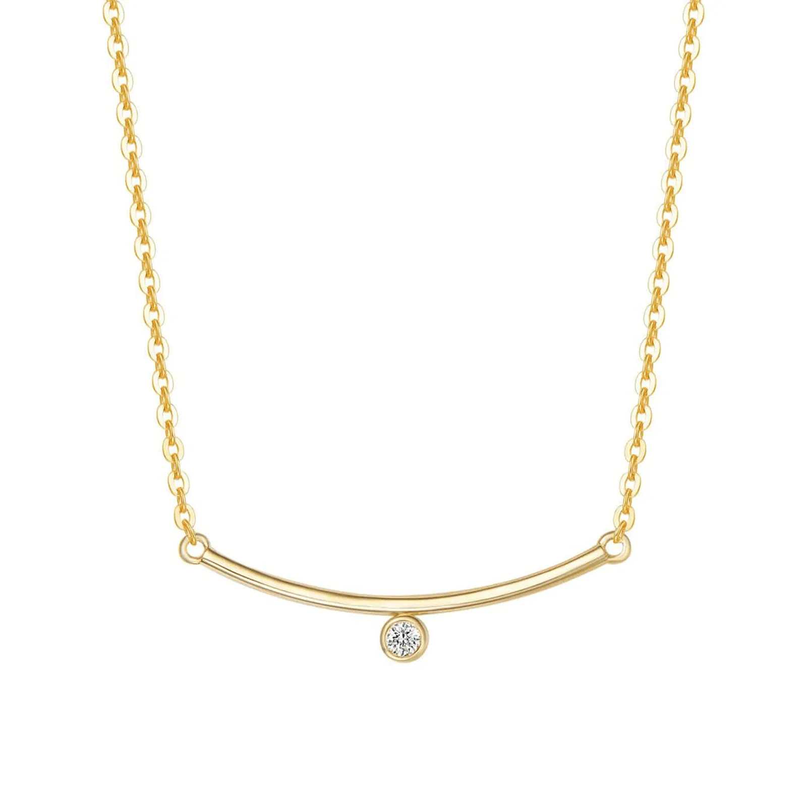 "Diamond Under Lining" 14K Yellow Gold Necklace