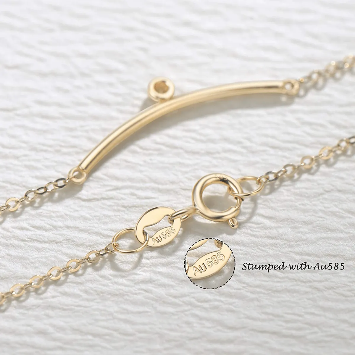 "Diamond Under Lining" 14K Yellow Gold Necklace