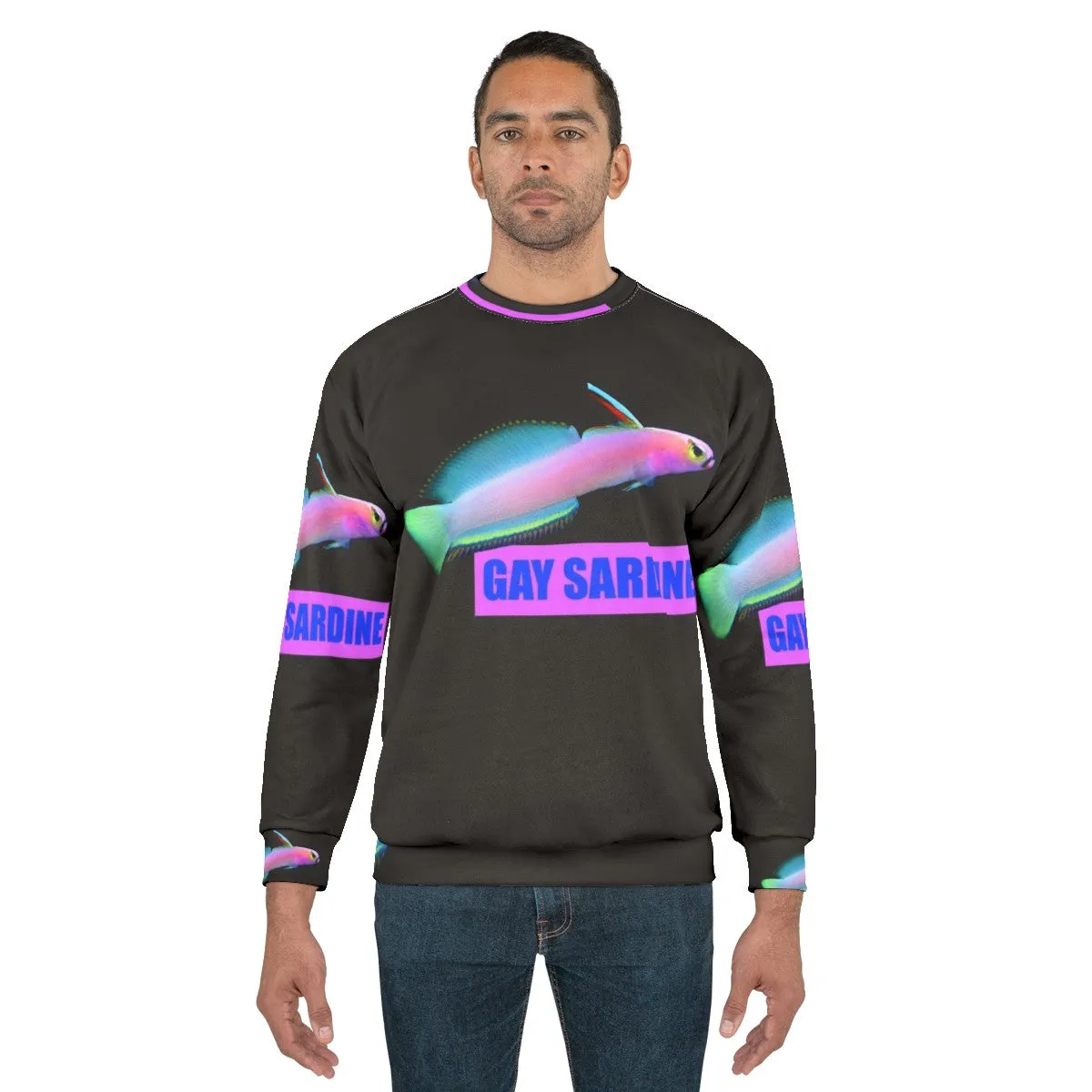 "Funny Gay Sardine Graphic Sweatshirt for LGBT Pride"