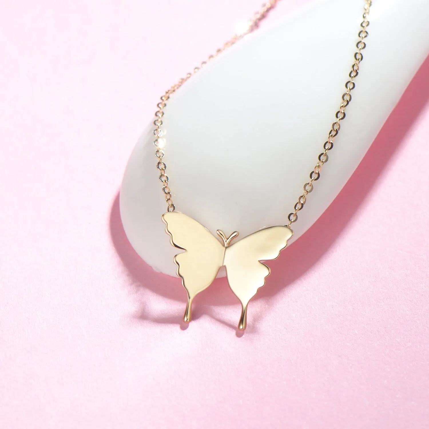 "Sophia" Dainty Minimalist Butterfly 14K Yellow Gold Necklace