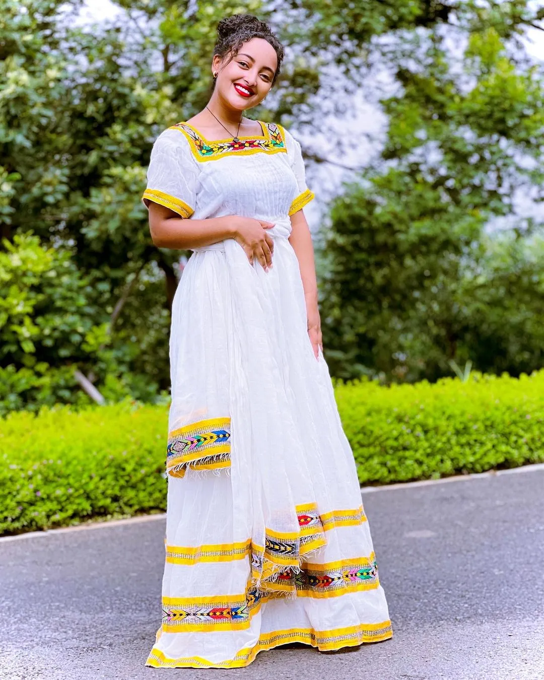 Radiant Elegance Yellow Habesha Dress Modern Habesha Kemis