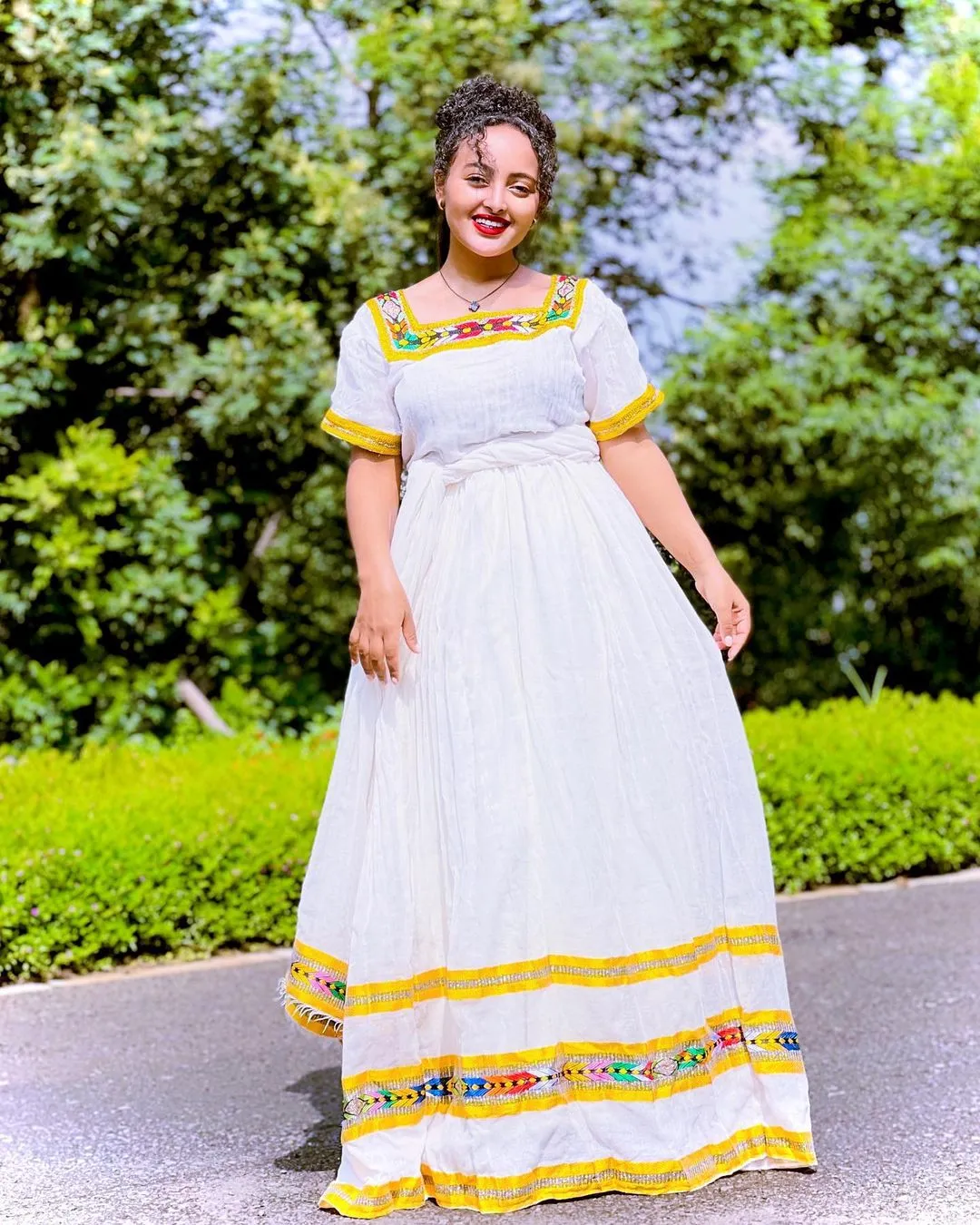 Radiant Elegance Yellow Habesha Dress Modern Habesha Kemis