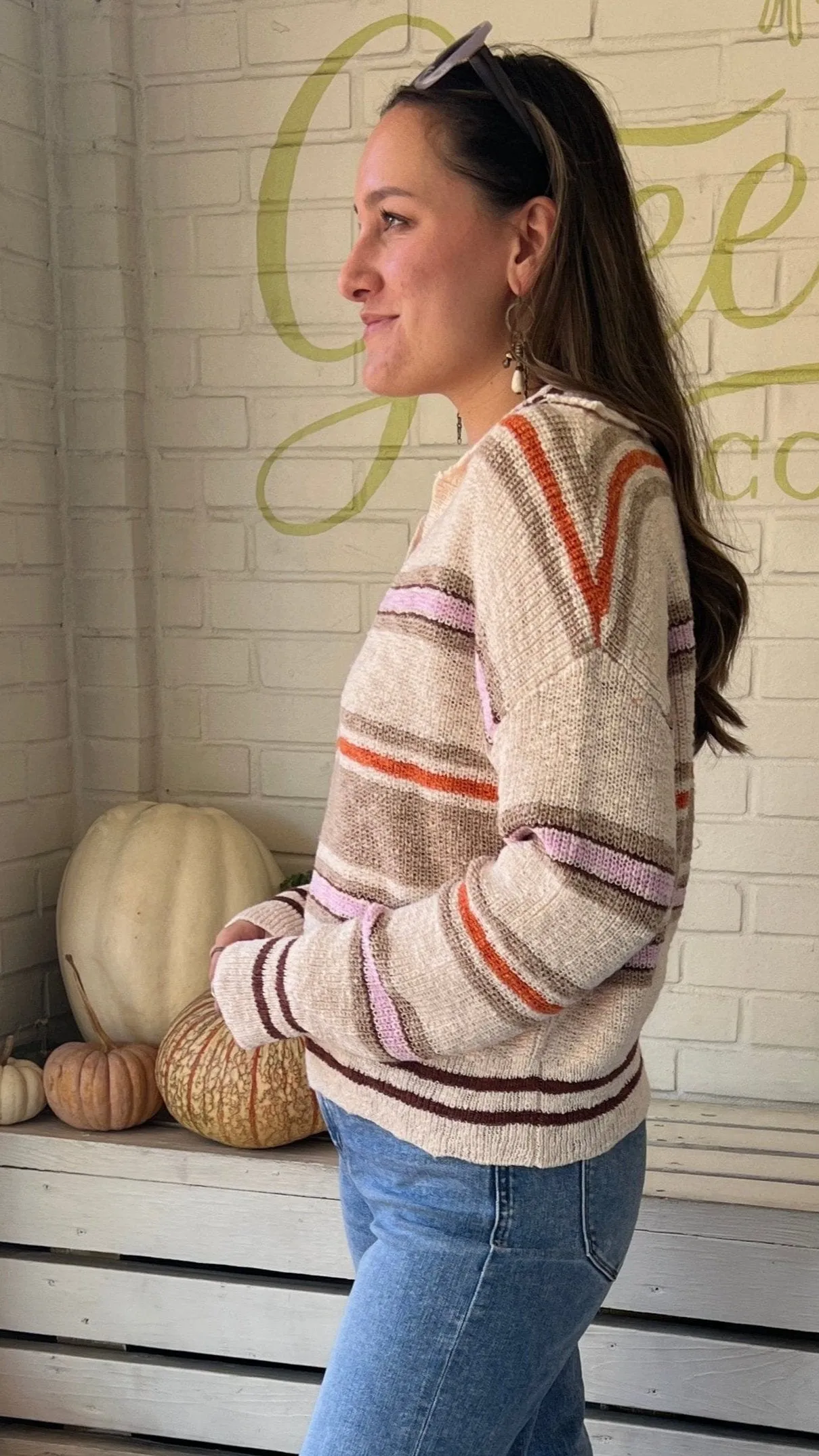 Retro Striped Sweater w/ Collar