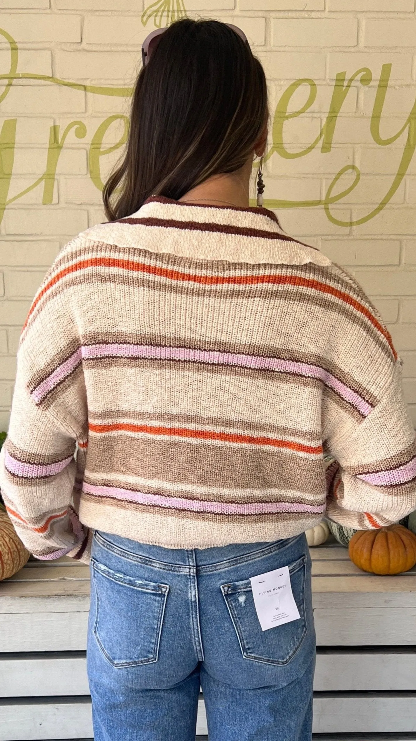 Retro Striped Sweater w/ Collar