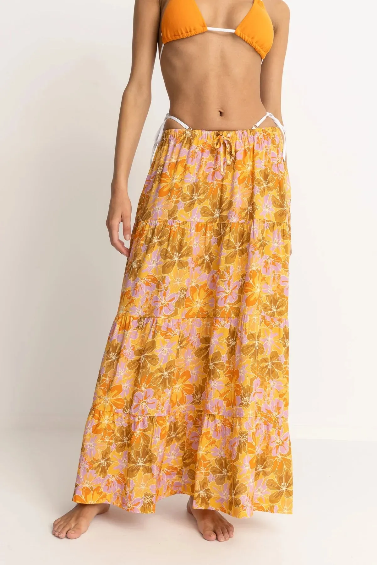 RHYTHM Mahana Floral tiered maxi skirt