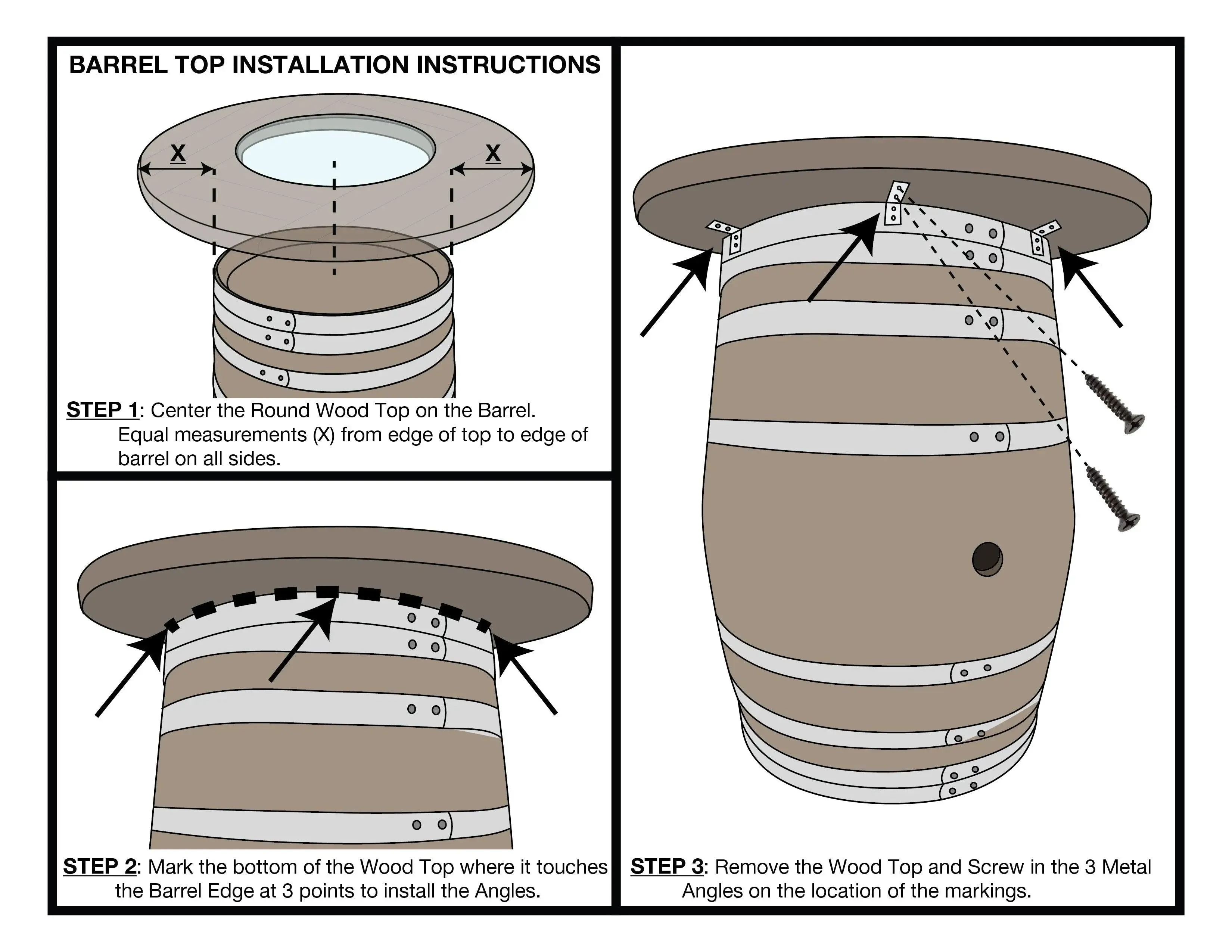 Round Solid Wood Barrel Top (Top Only)