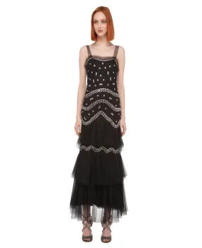 RUFFLED RHINESTONE SLIP DRESS