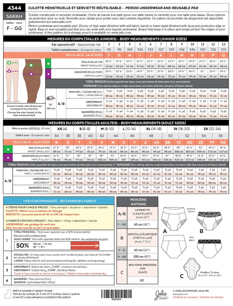 Sarah Pants/Knickers - Jalie Sewing Patterns