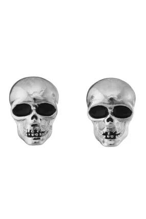 Silver Metal Skull Post Earrings