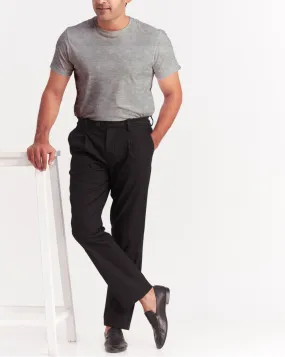 Single Pleated Relaxed Fit Trousers - Jet Black