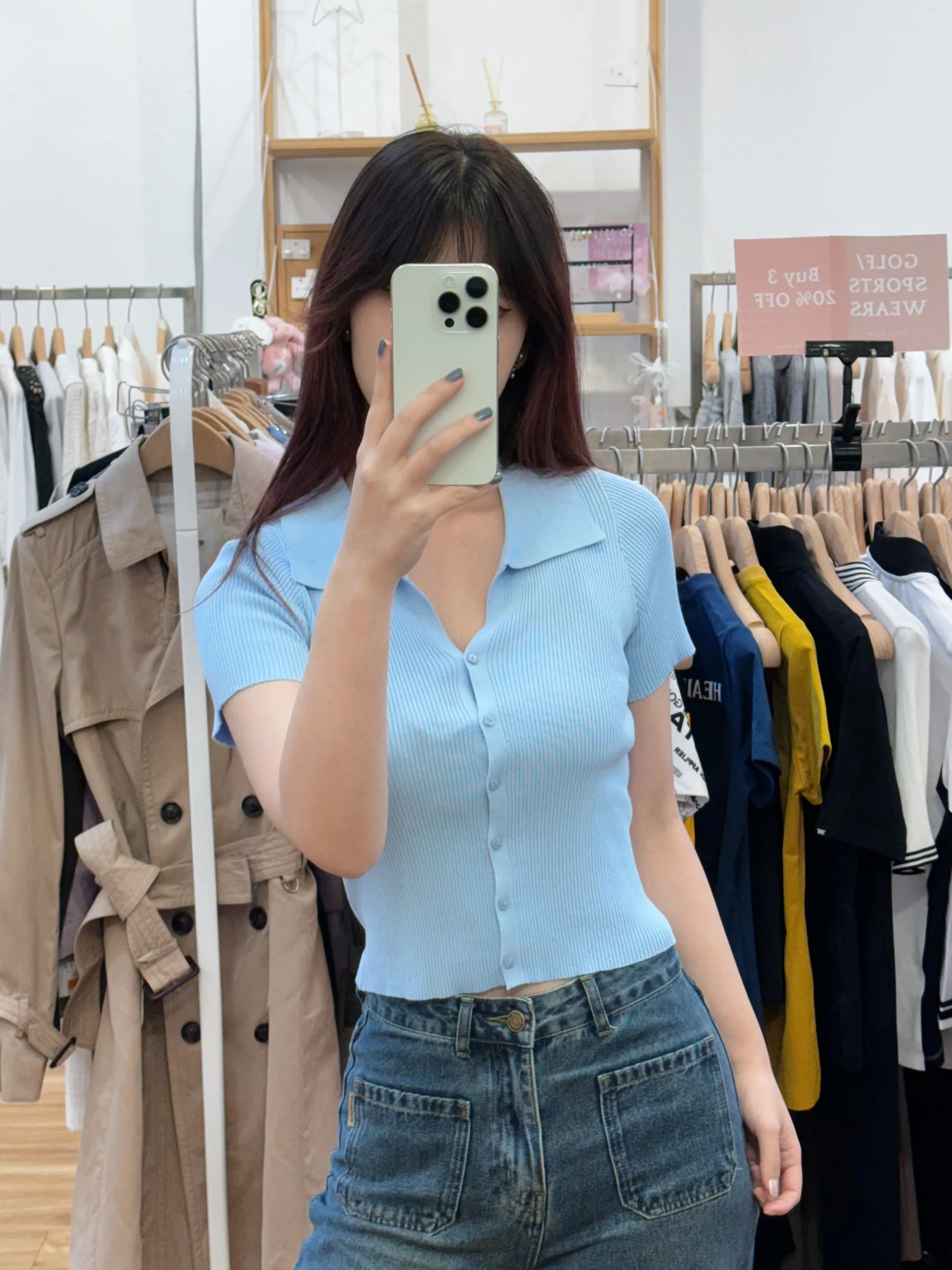 Sky blue short sleeve top