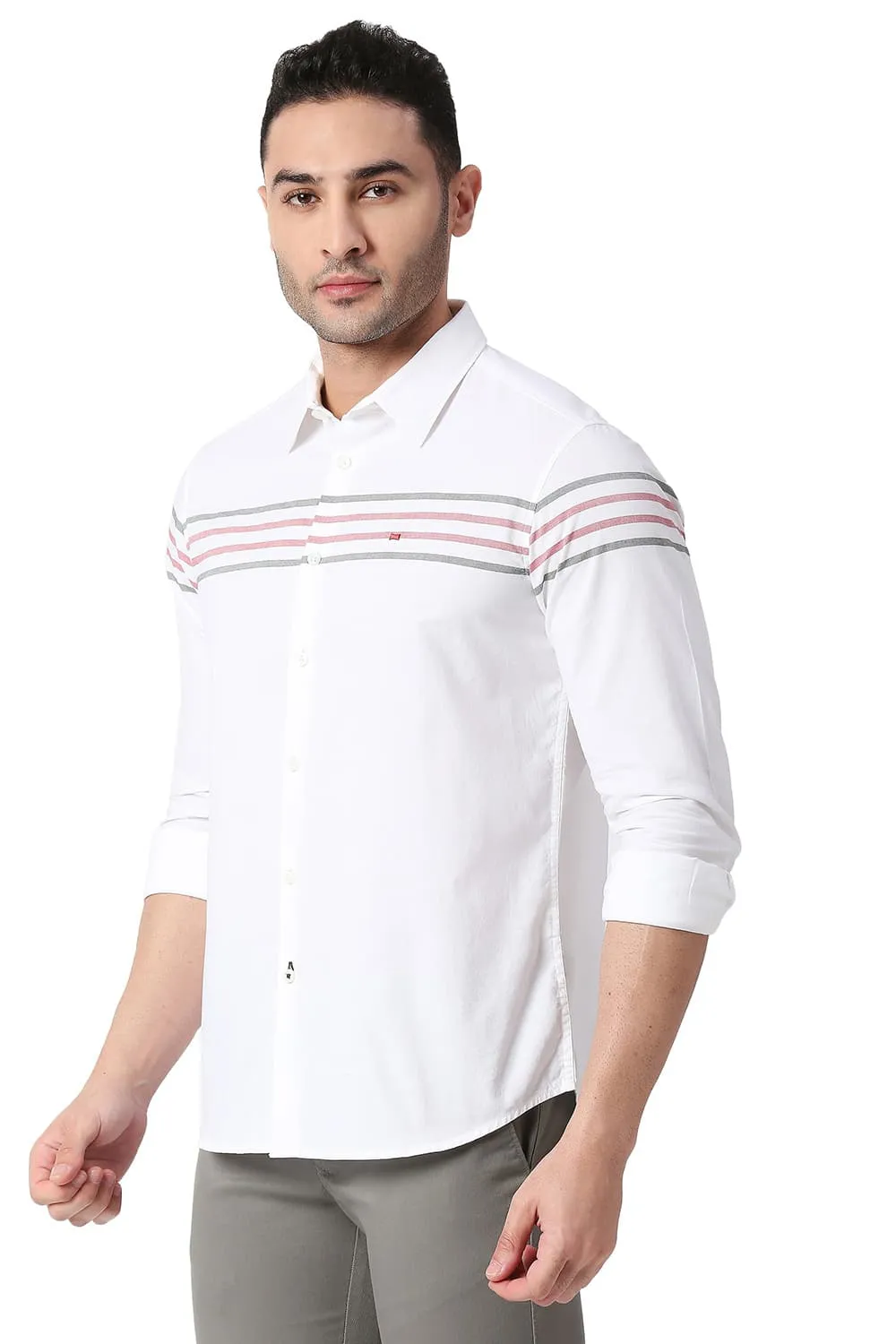 Slim Fit Cotton Oxford Weft Eng Stripe Shirt