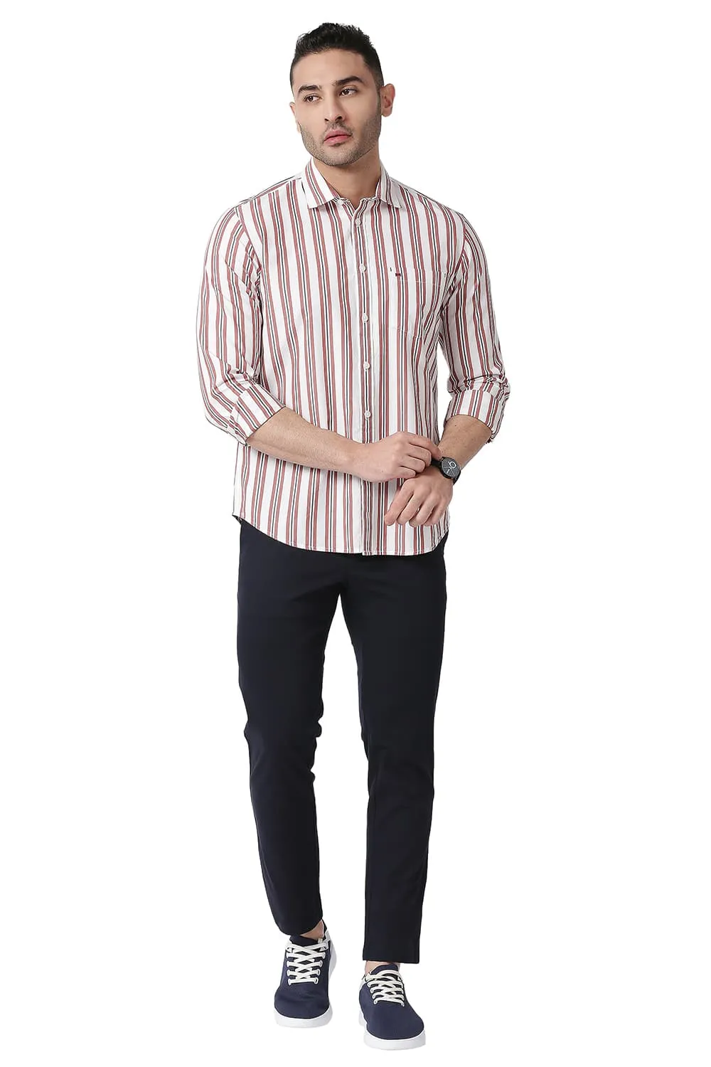 Slim Fit Cotton Stripe Shirt