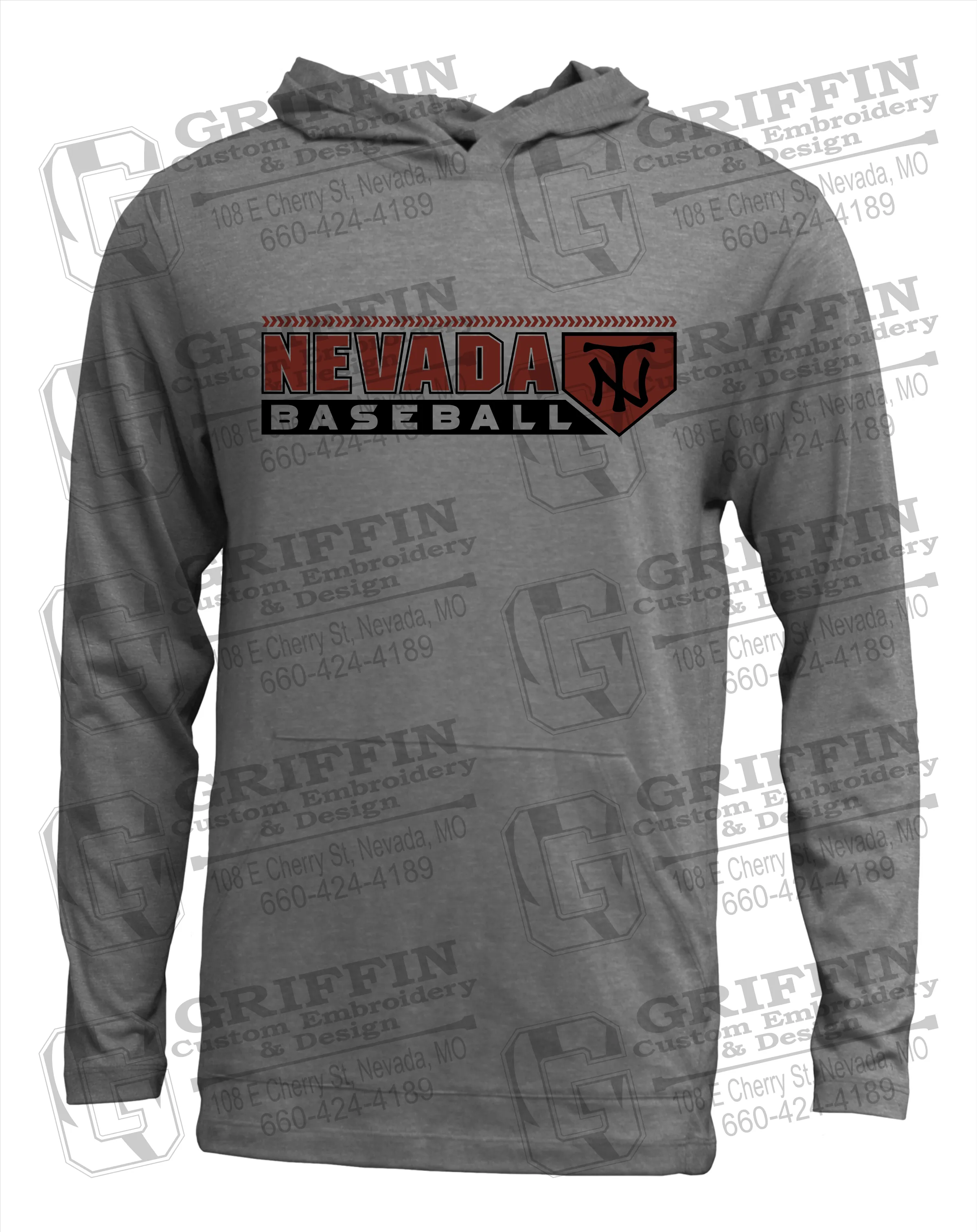 Soft-Tek T-Shirt Hoodie - Baseball - Nevada Tigers 24-Y