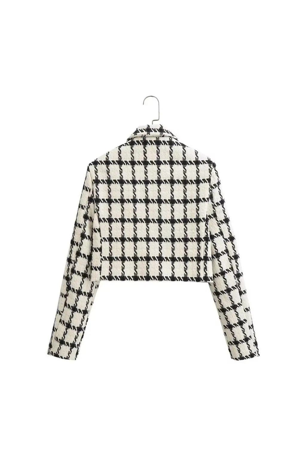 'Sophia' Vintage Plaid Tweed Slim Blazer Jacket