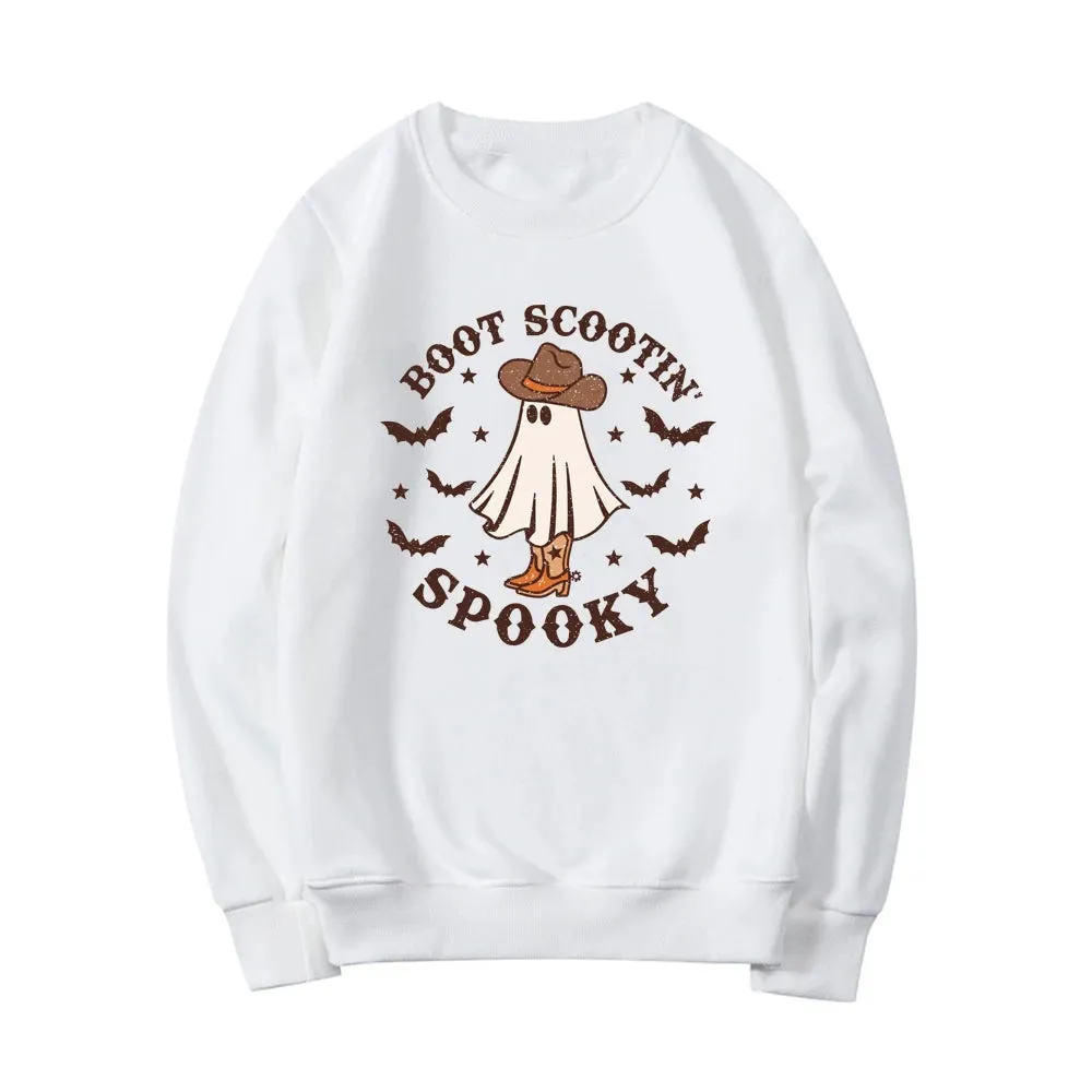 Spooky Cowboy Cute Ghost Fun Fall Cozy Hoodie