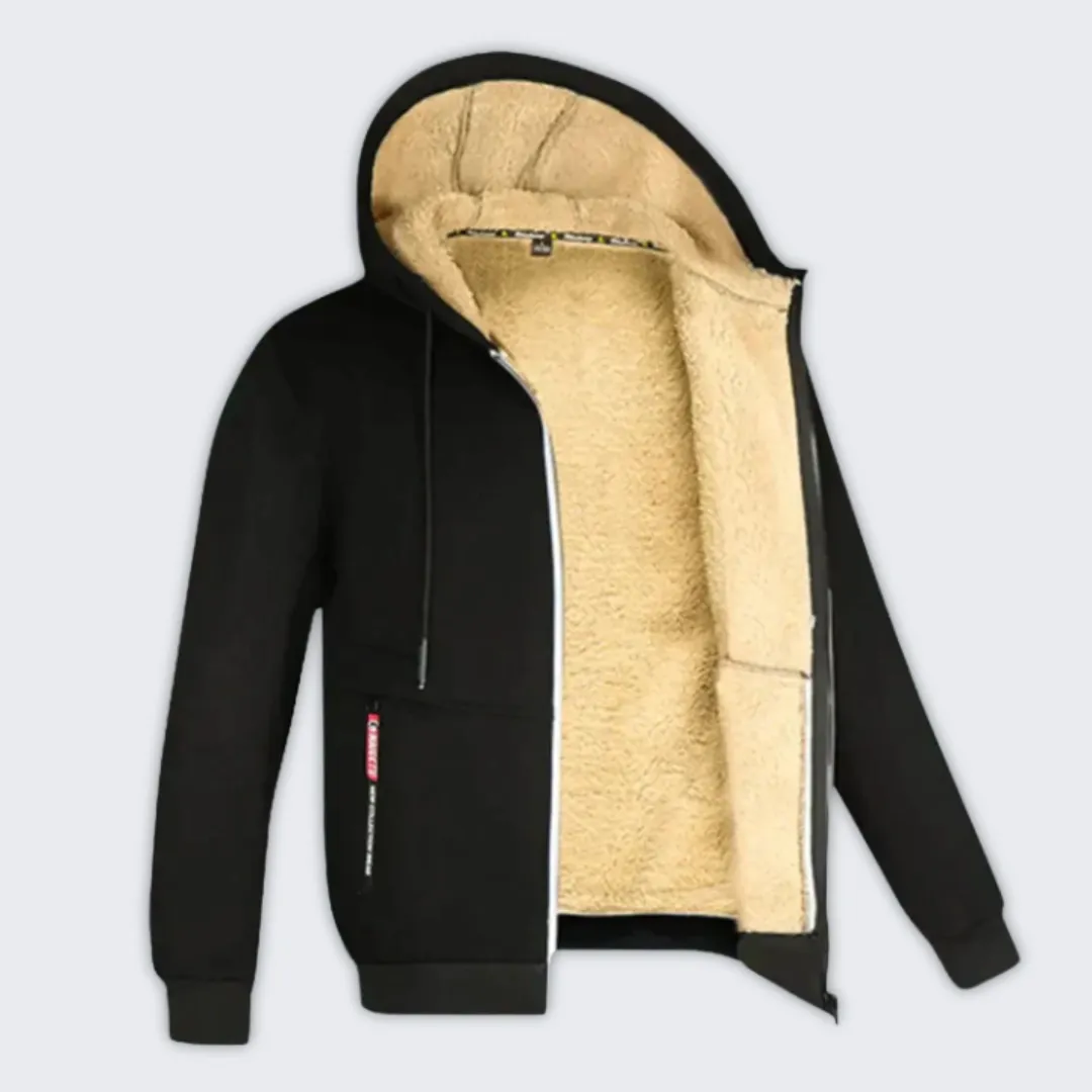 Stylish Men's Fleece-Lined Winter Hooded Jacket for Comfort