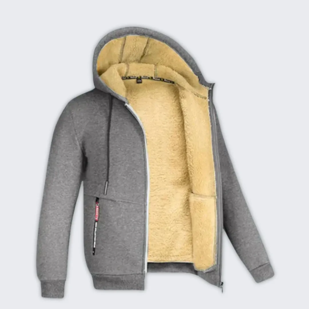 Stylish Men's Fleece-Lined Winter Hooded Jacket for Comfort