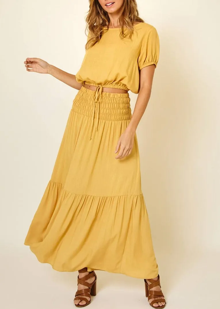 Sunflower Maxi Skirt and Crop Top Set