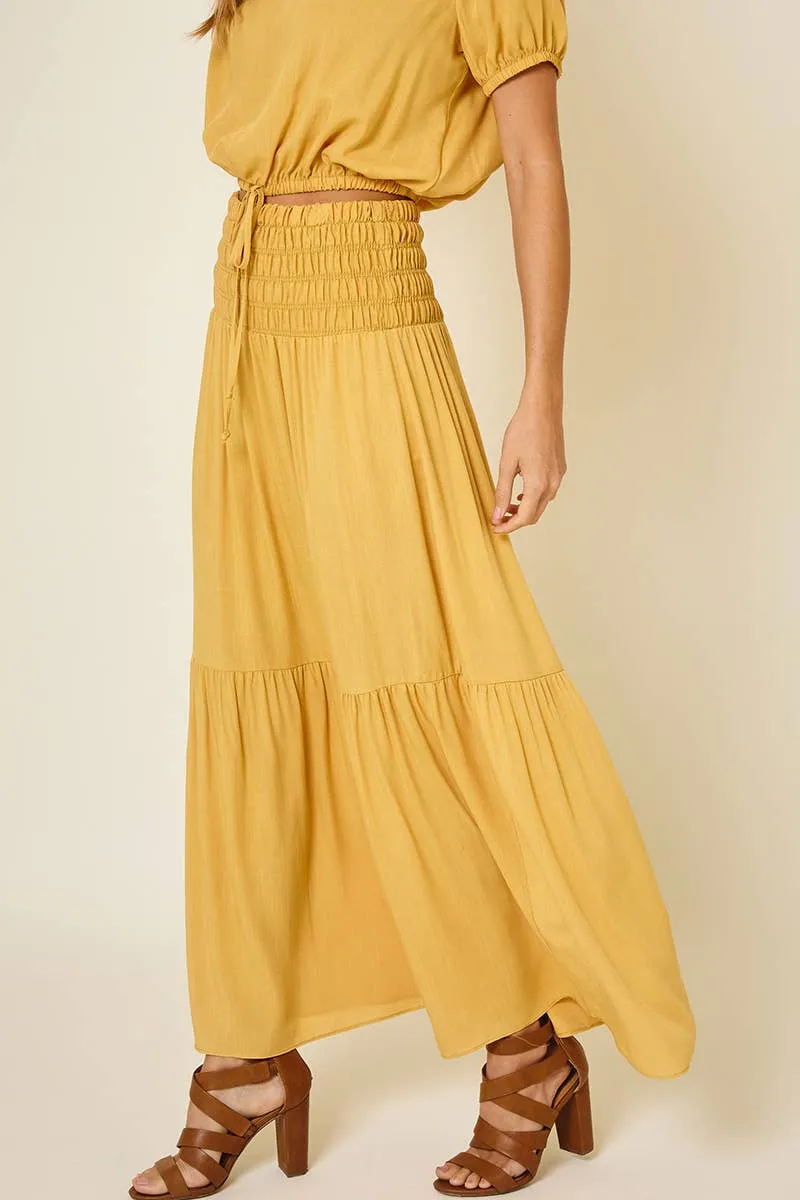 Sunflower Maxi Skirt and Crop Top Set