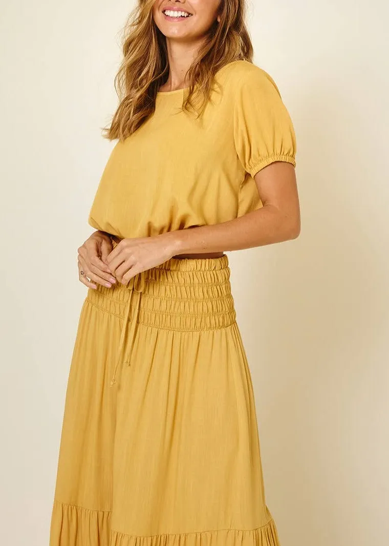 Sunflower Maxi Skirt and Crop Top Set