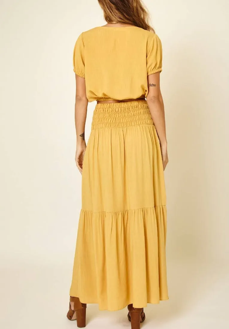 Sunflower Maxi Skirt and Crop Top Set