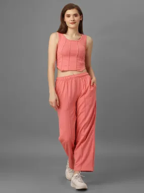 SXV Basic CO-ORDS set : Pink Corset Croptop And Trouser Combo