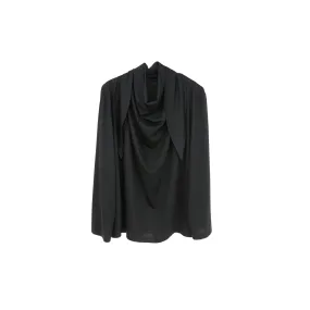 T-scarf Collar Lace-up Shirt in Black