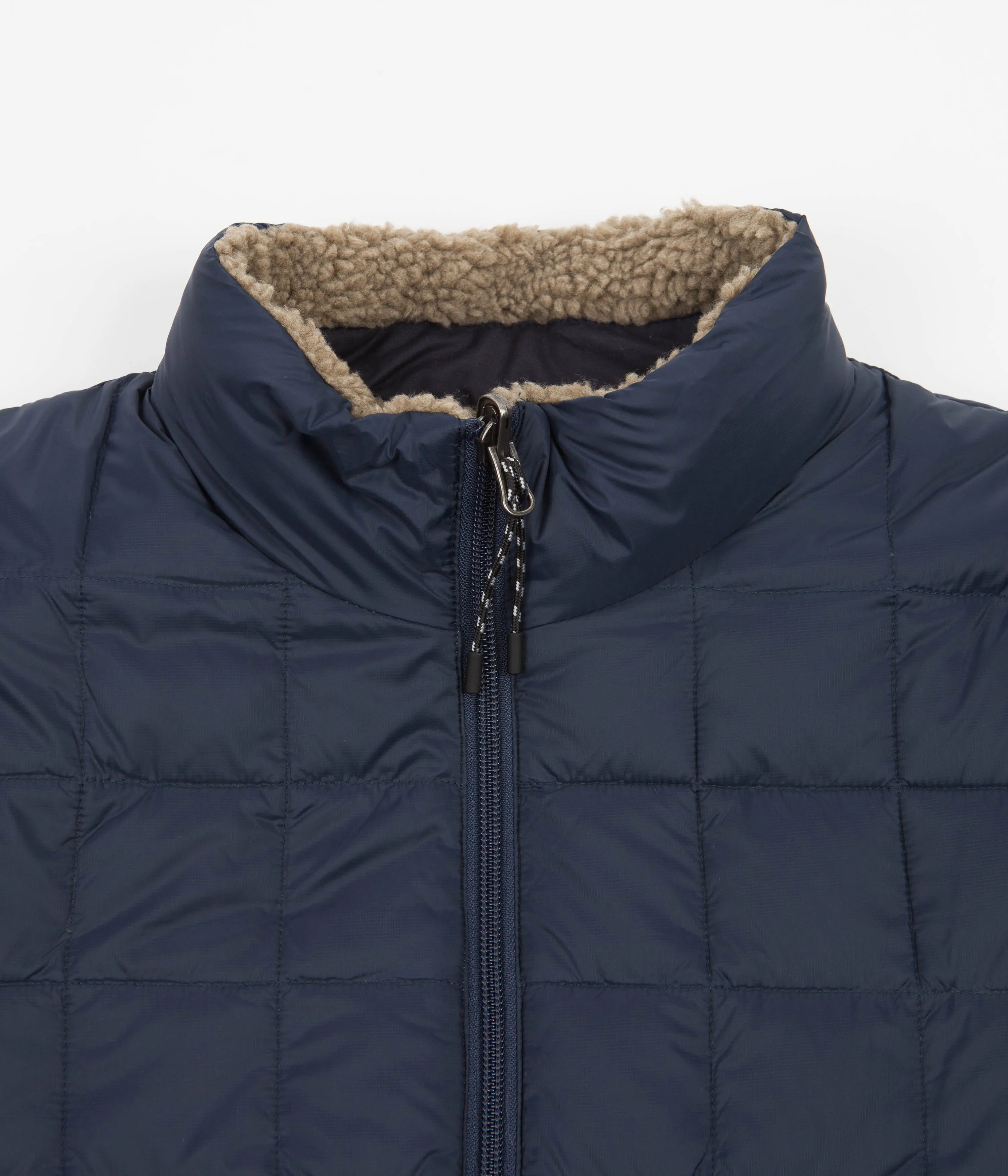 Taion Reversible Boa Fleece Down Jacket - Dark Navy / Beige