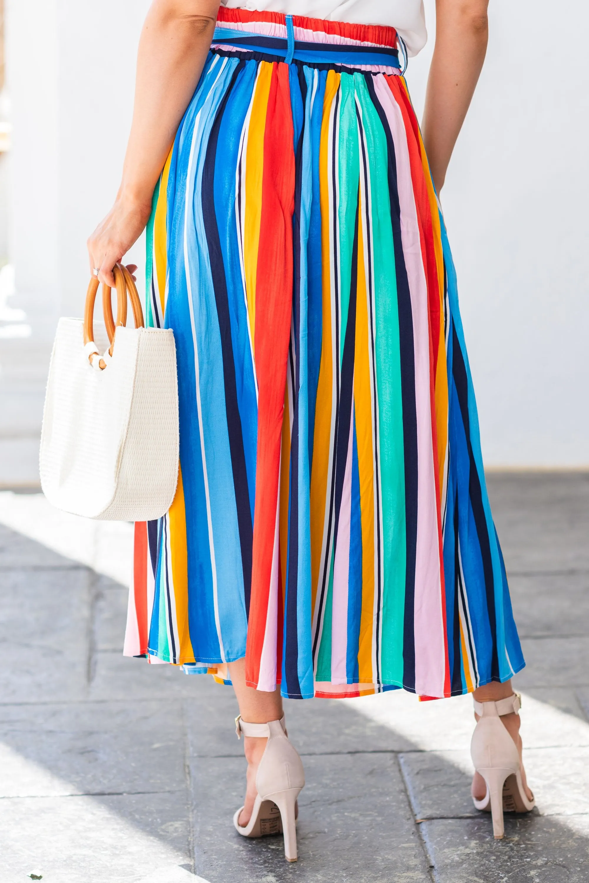 Taste The Rainbow Maxi Skirt, Blue-Multi