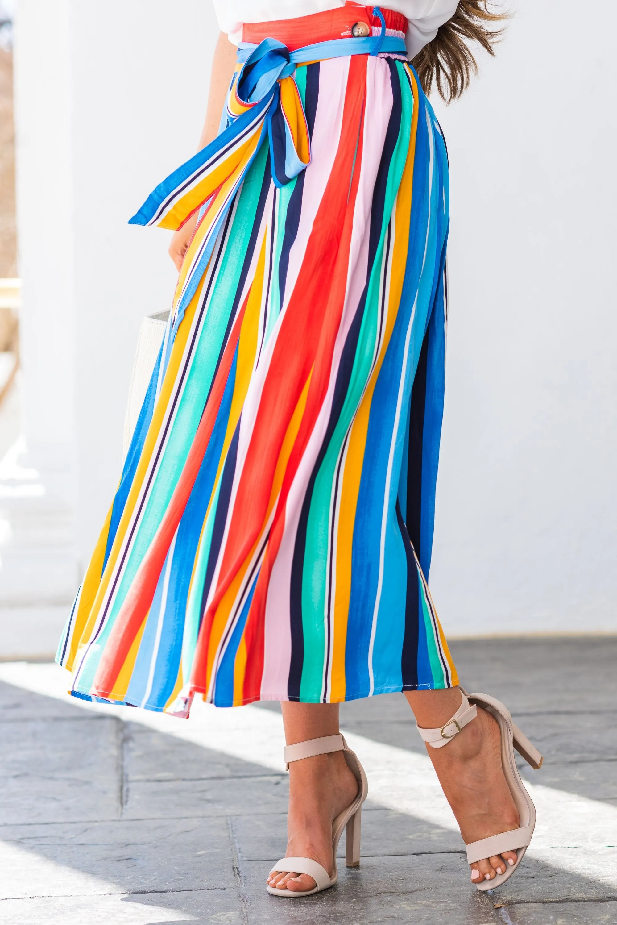 Taste The Rainbow Maxi Skirt, Blue-Multi