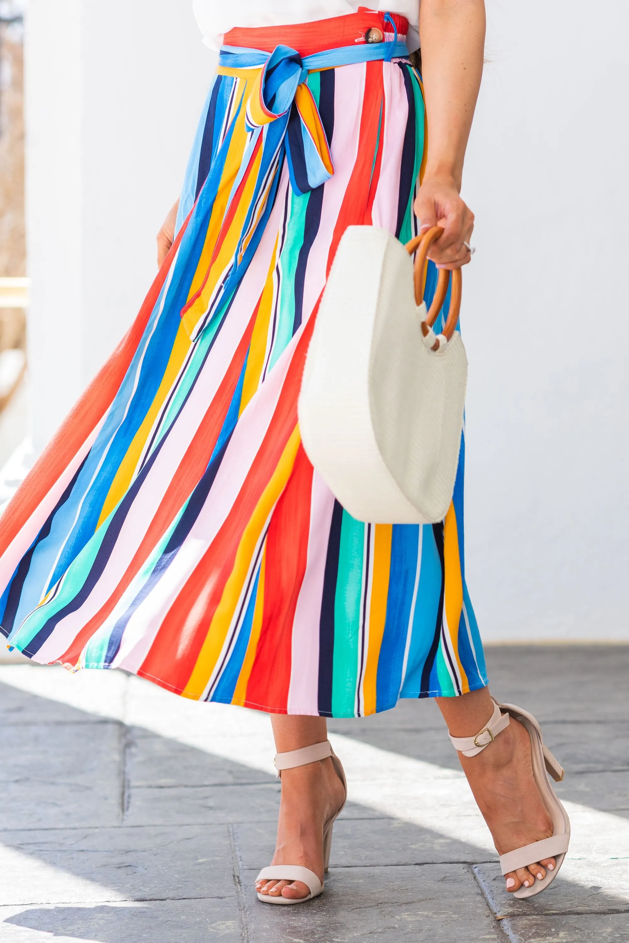 Taste The Rainbow Maxi Skirt, Blue-Multi