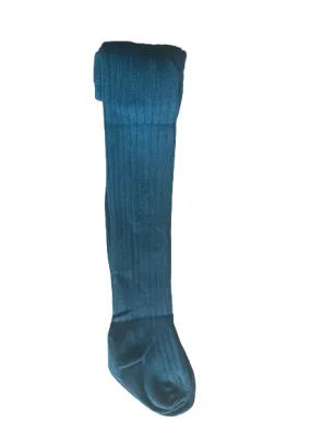 Teal Blue Ribbed Tights