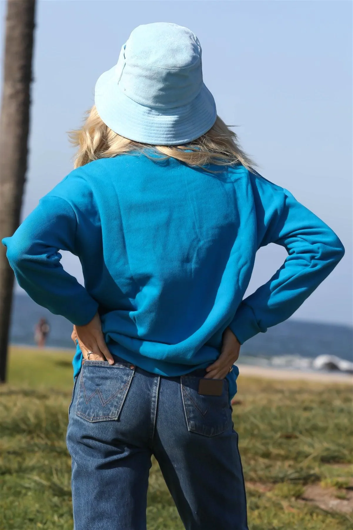 Teal Cotton Long Sleeve Sweatshirt /1-1-1