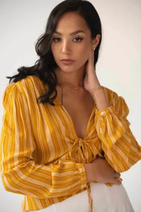 The Aida Top Mustard Stripes