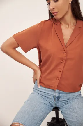 The Billie Cropped Shirt - Rust