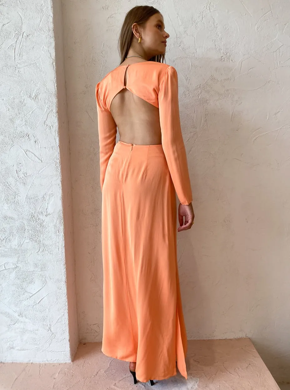 The Wolf Gang Isle Maxi Dress in Peach