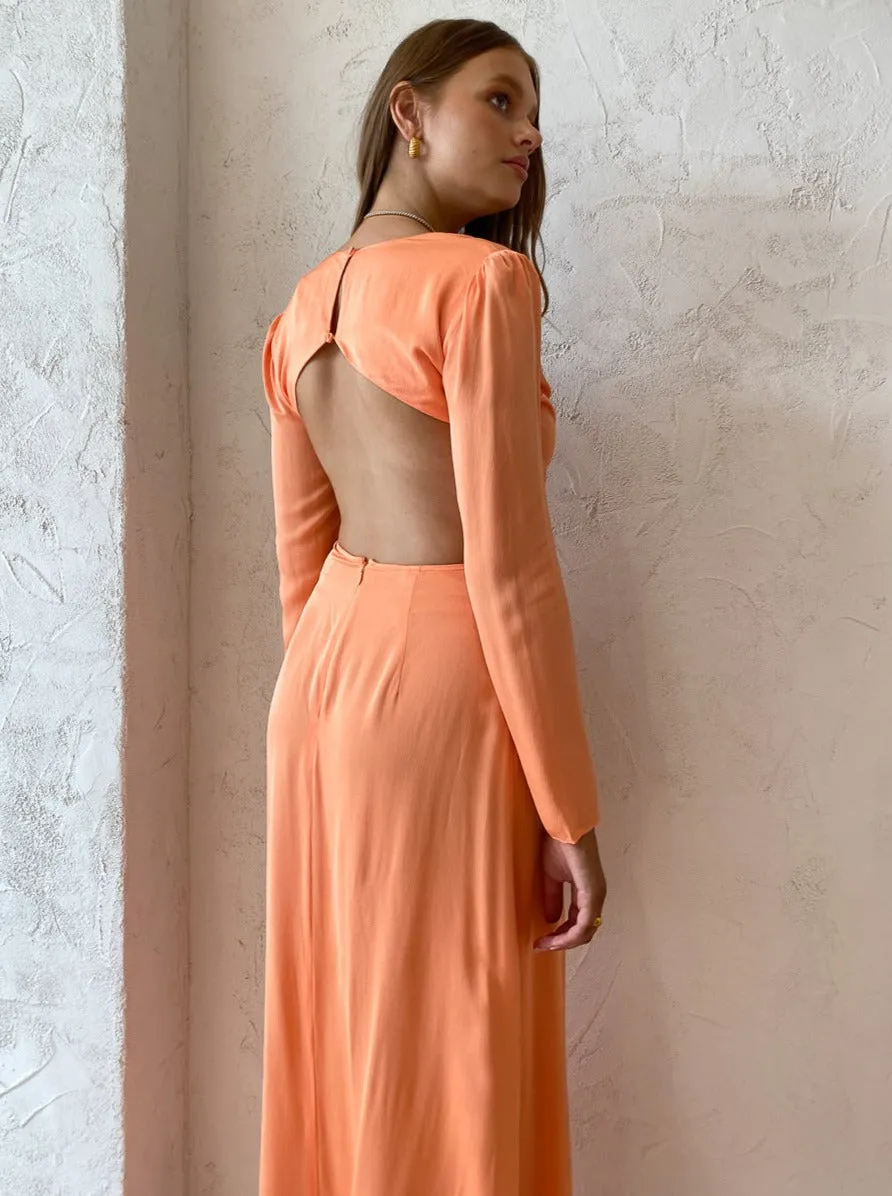 The Wolf Gang Isle Maxi Dress in Peach