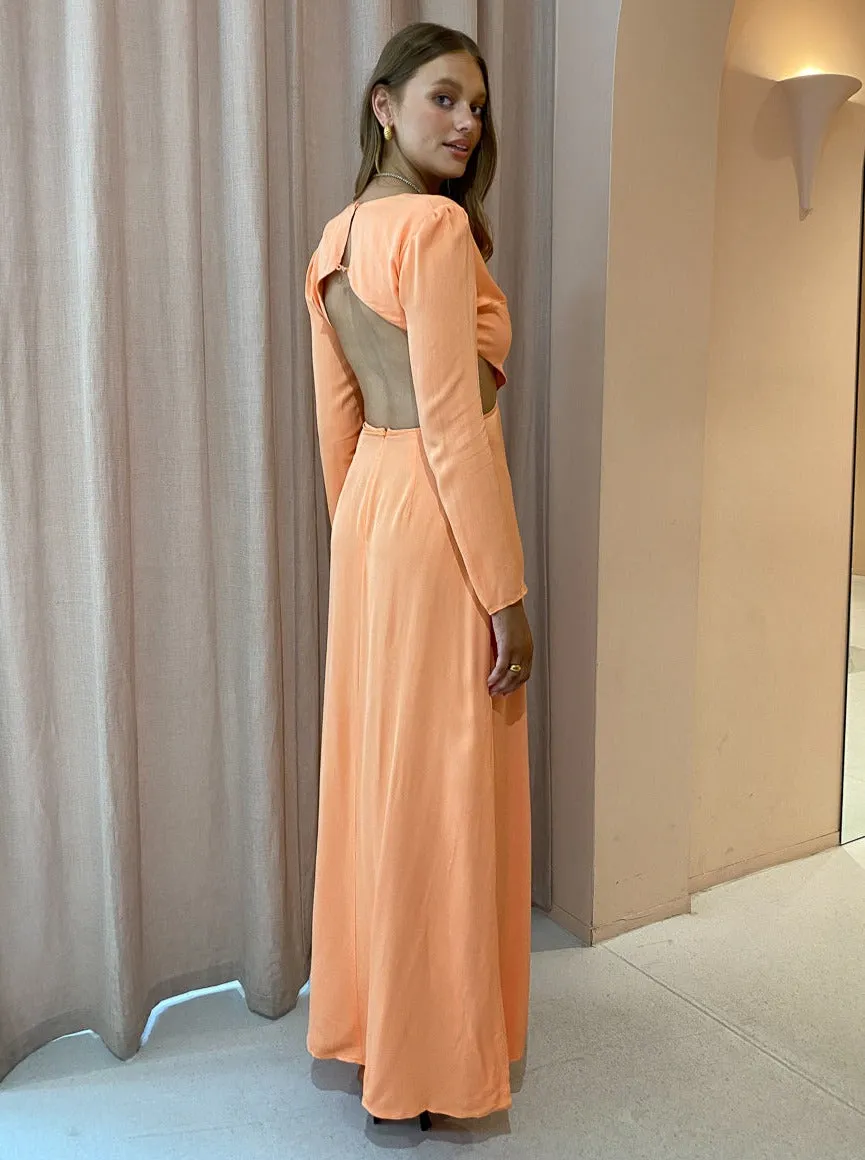 The Wolf Gang Isle Maxi Dress in Peach