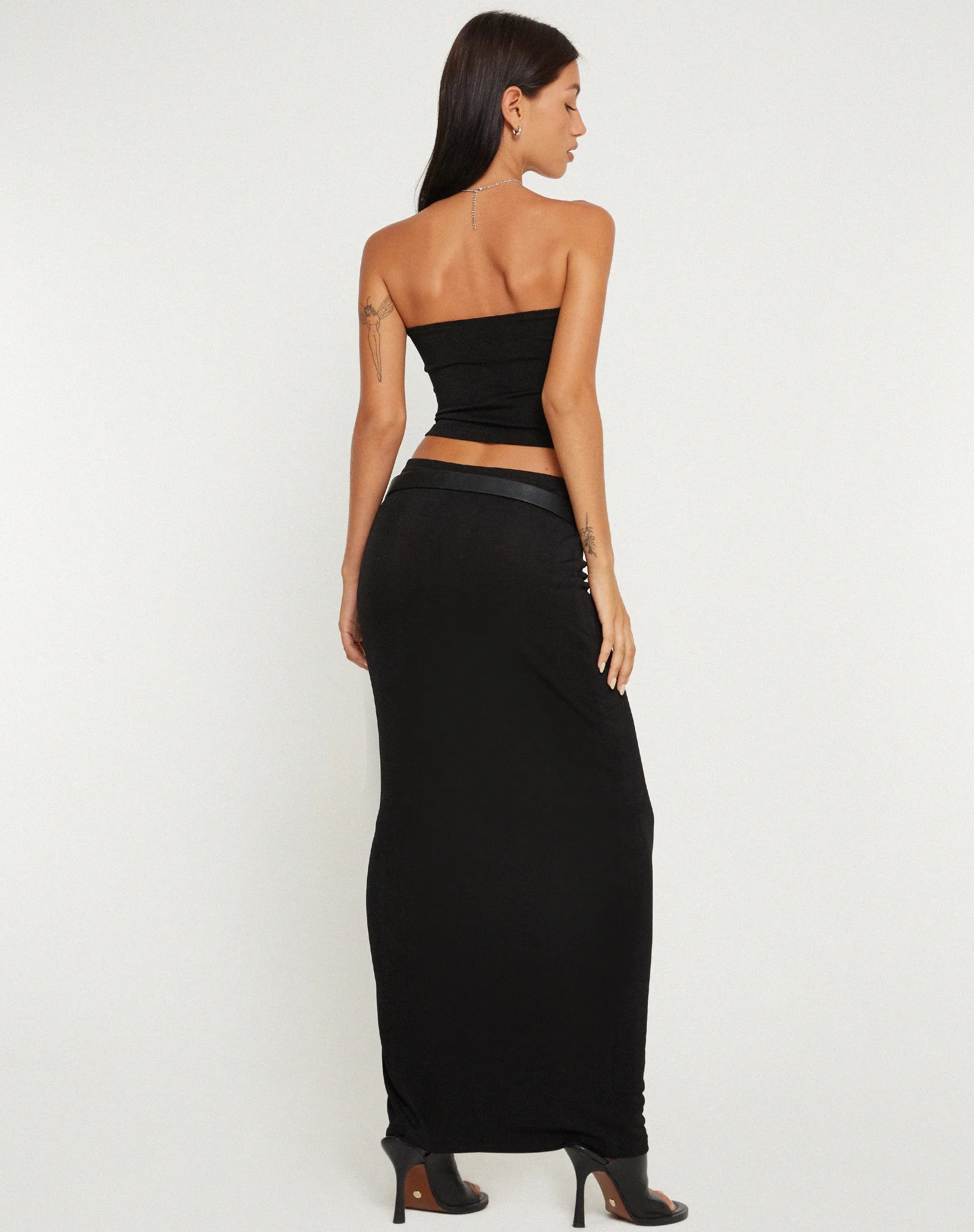 Tulus Low Rise Maxi Skirt in Black