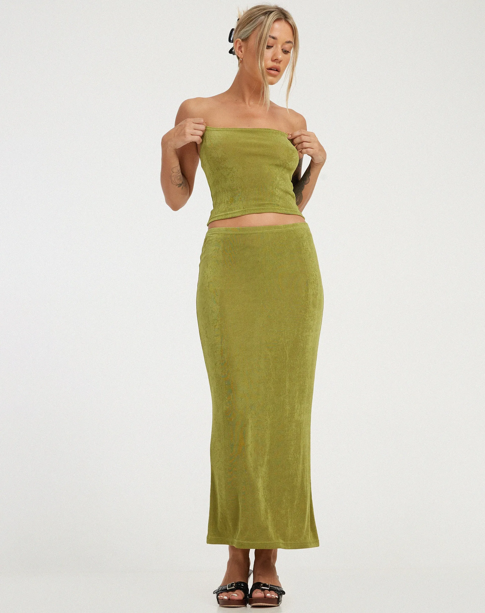 Tulus Maxi Skirt in Lime