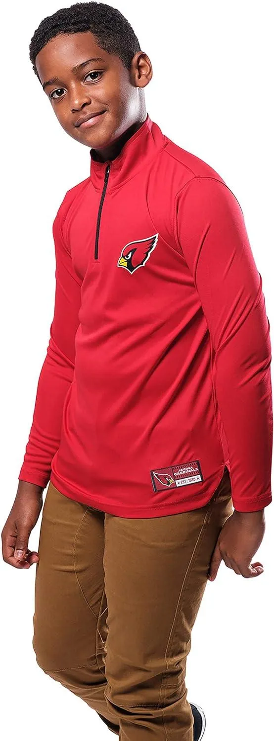 Ultra Game NFL Arizona Cardinals Youth Super Soft Quarter Zip Long Sleeve T-Shirt|Arizona Cardinals