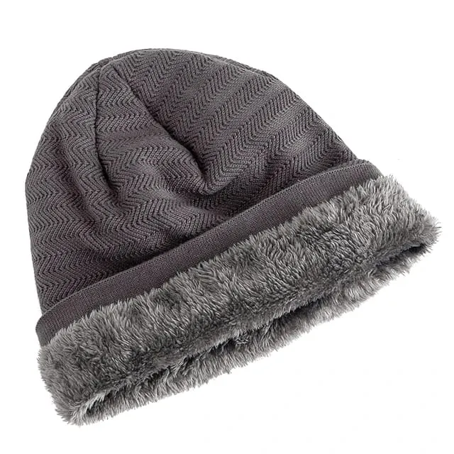 Unisex Winter Hats Slouchy Fur Lined Warm Hat Casual Cap for Men and Women - 6279