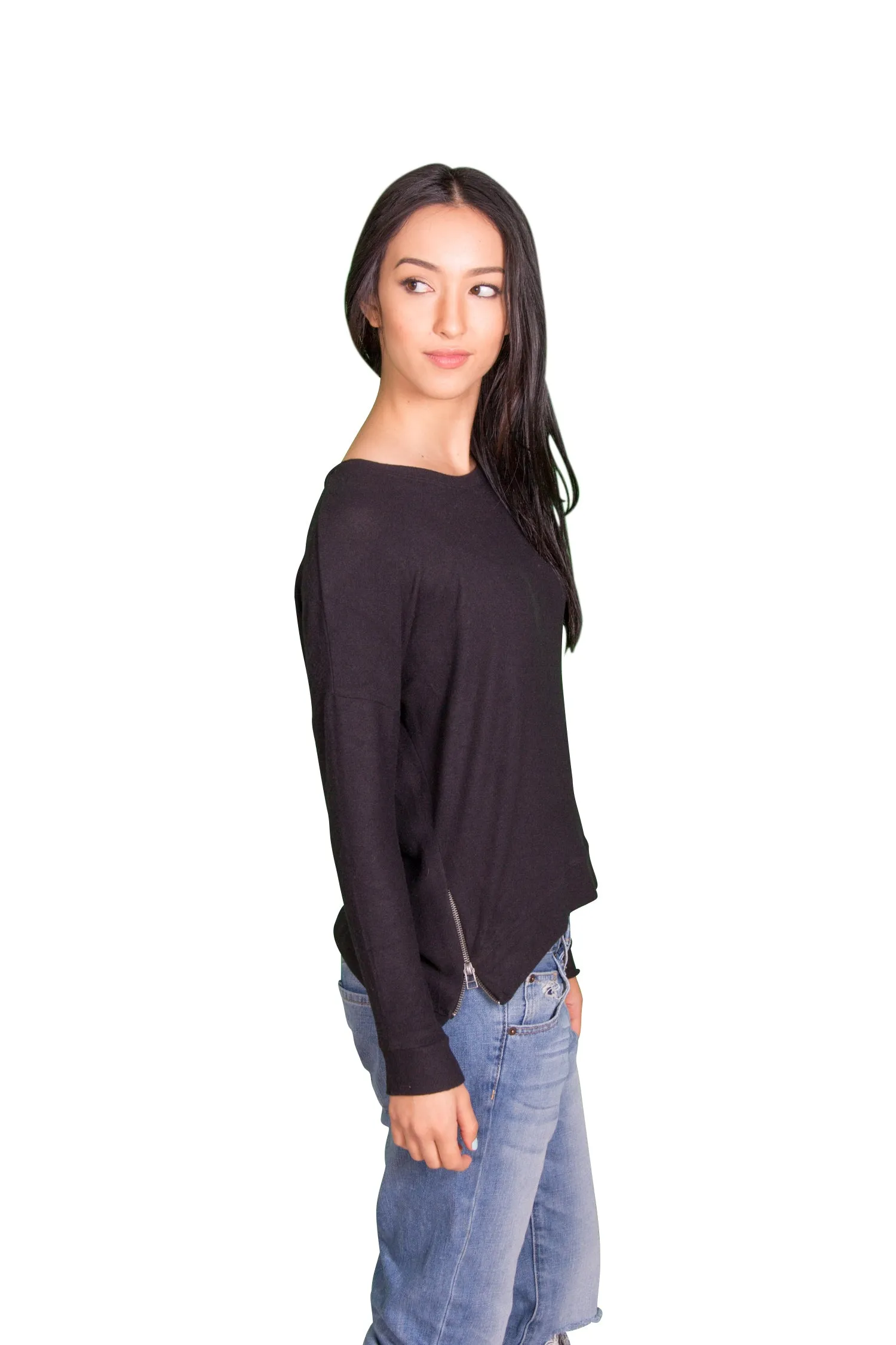 Velvet by Graham & Spencer Stace Cozy Jersey Side Zip Top