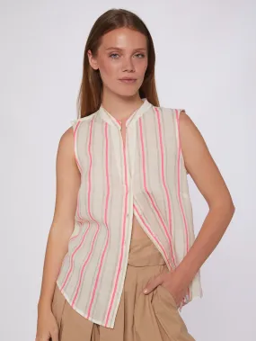 Vi31282 Vilagallo Neon Pink Stripe Linen Top