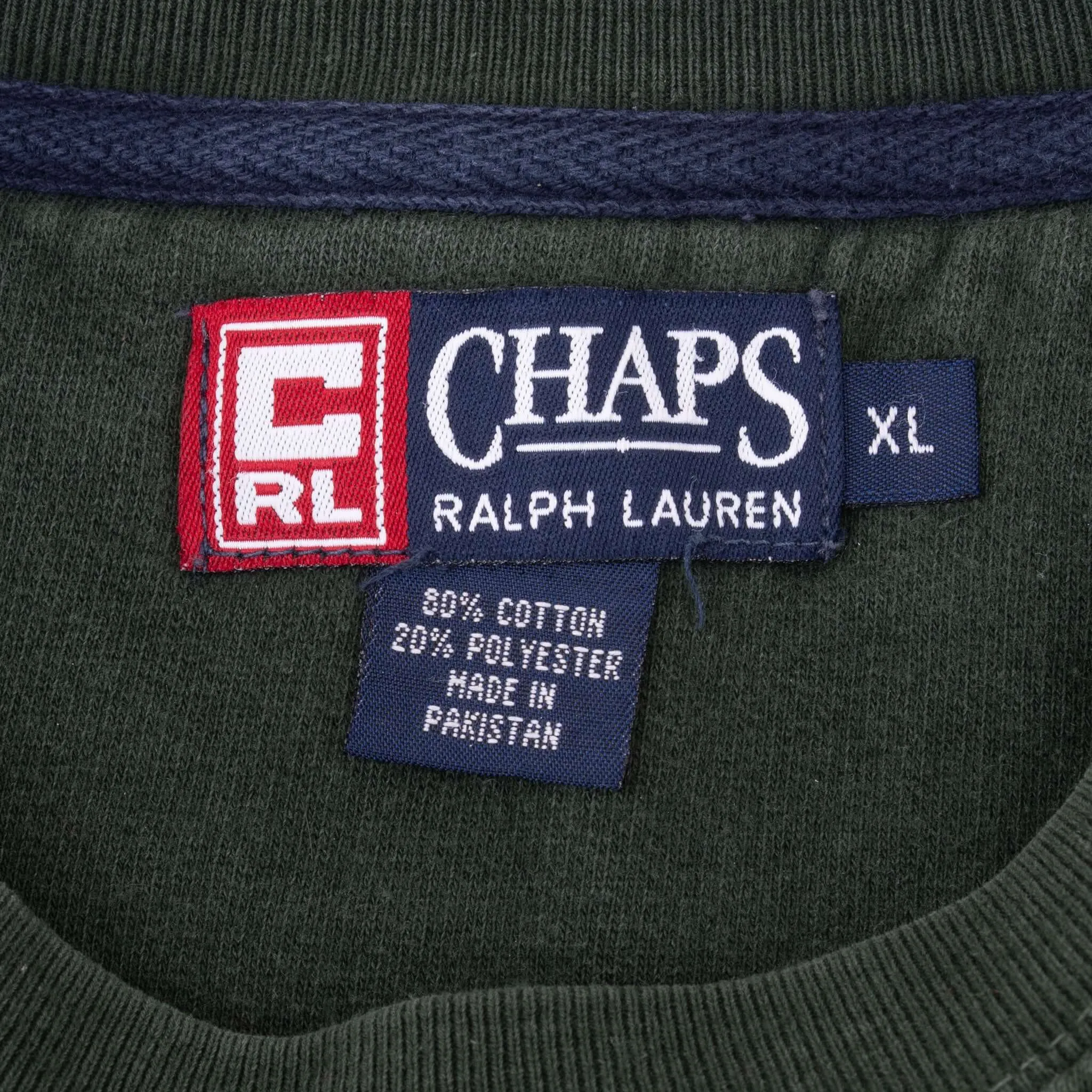 VINTAGE CHAPS RALPH LAUREN GREEN SWEATSHIRT 1990S XL