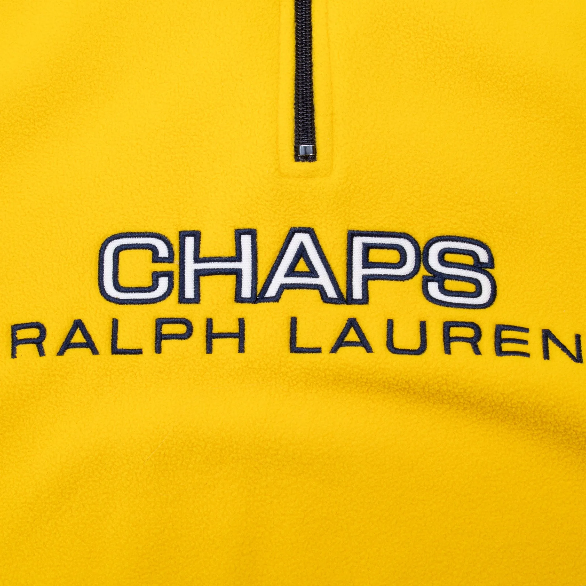 VINTAGE CHAPS RALPH LAUREN YELLOW FLEECE PULLOVER JACKET 1990S MEDIUM