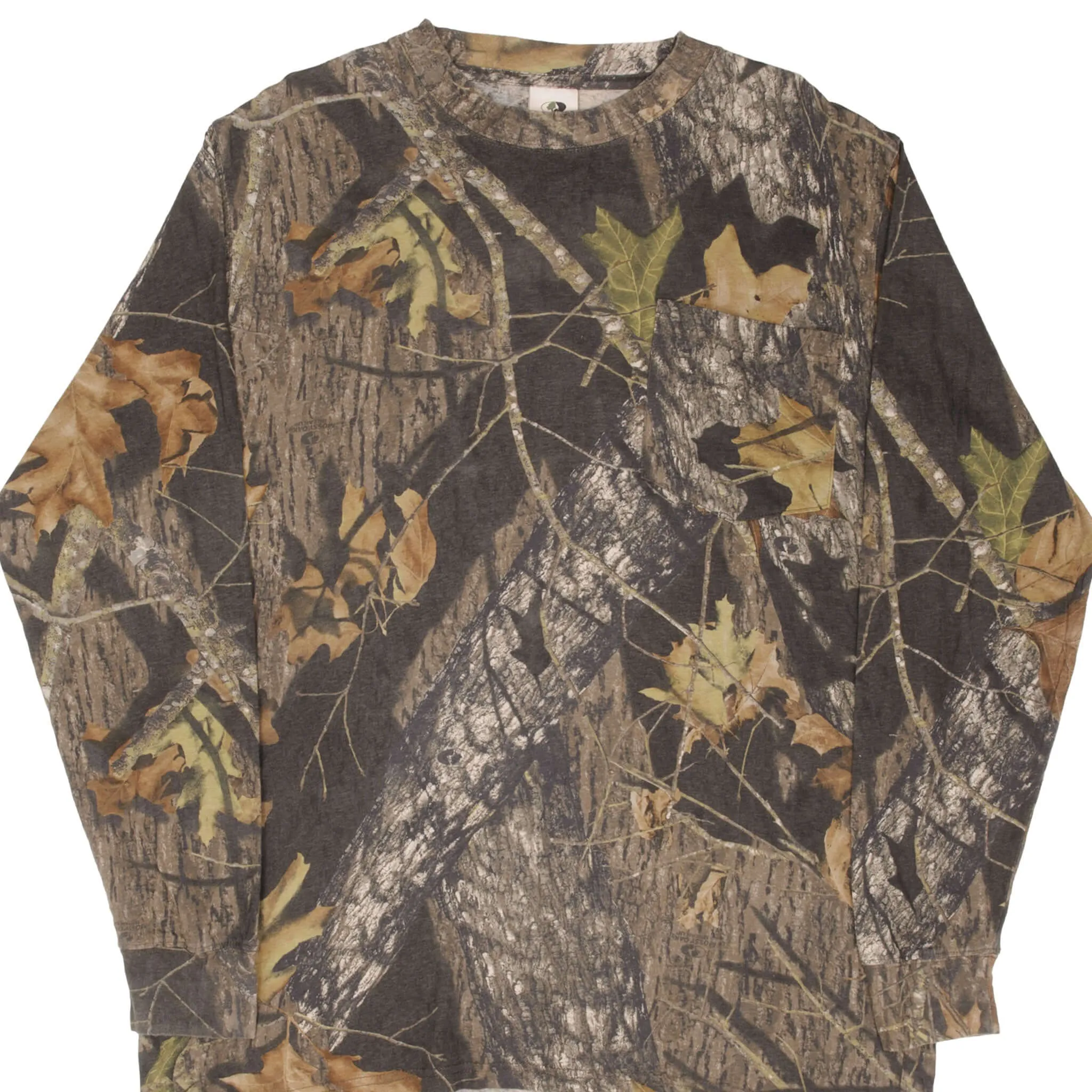 VINTAGE HUNTING MOSSY OAK CAMO LONG SLEEVE POCKET TEE SHIRT SIZE XL