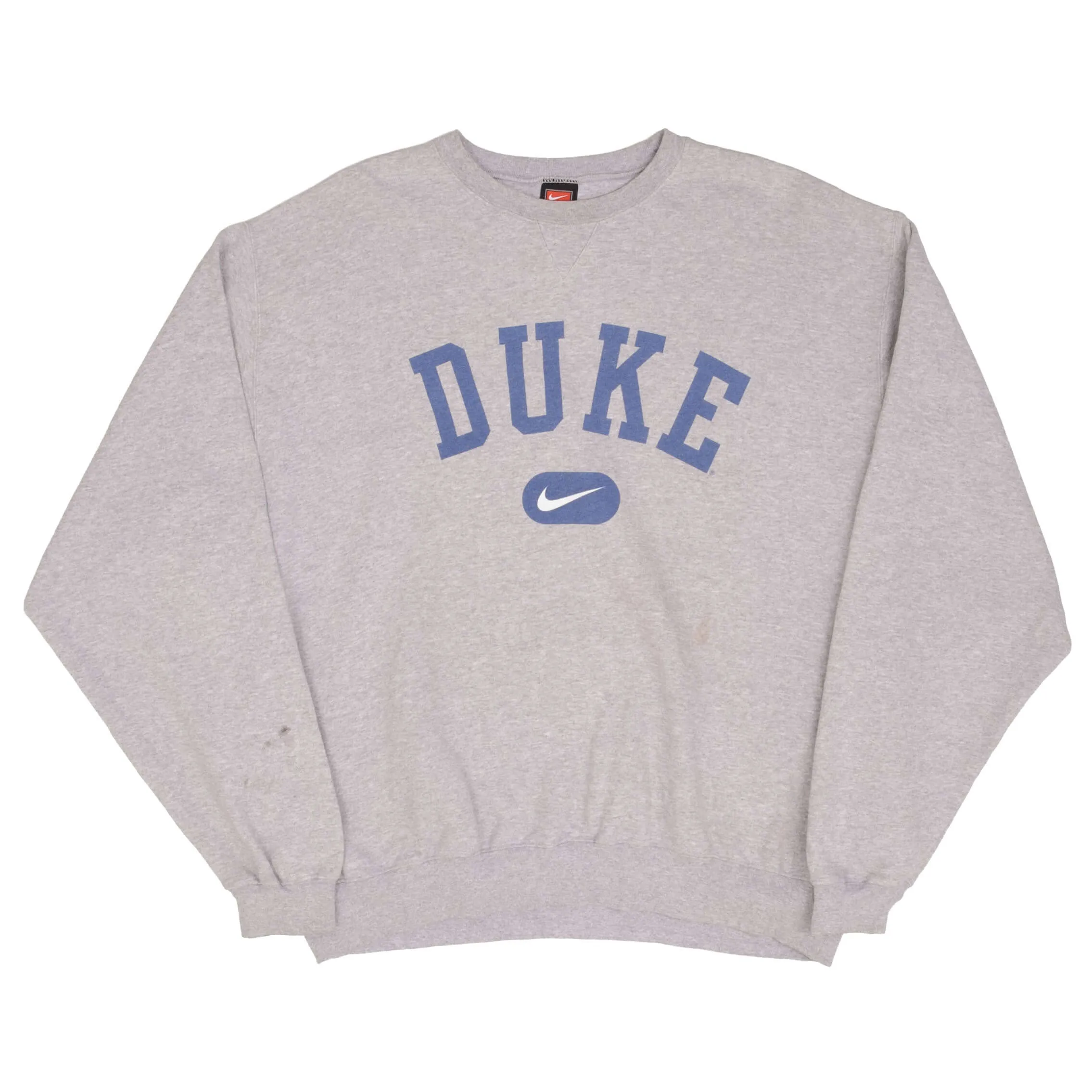 VINTAGE NIKE DUKE UNIVERSITY CENTER SWOOSH GREY SWEATSHIRT 1990S SIZE XL